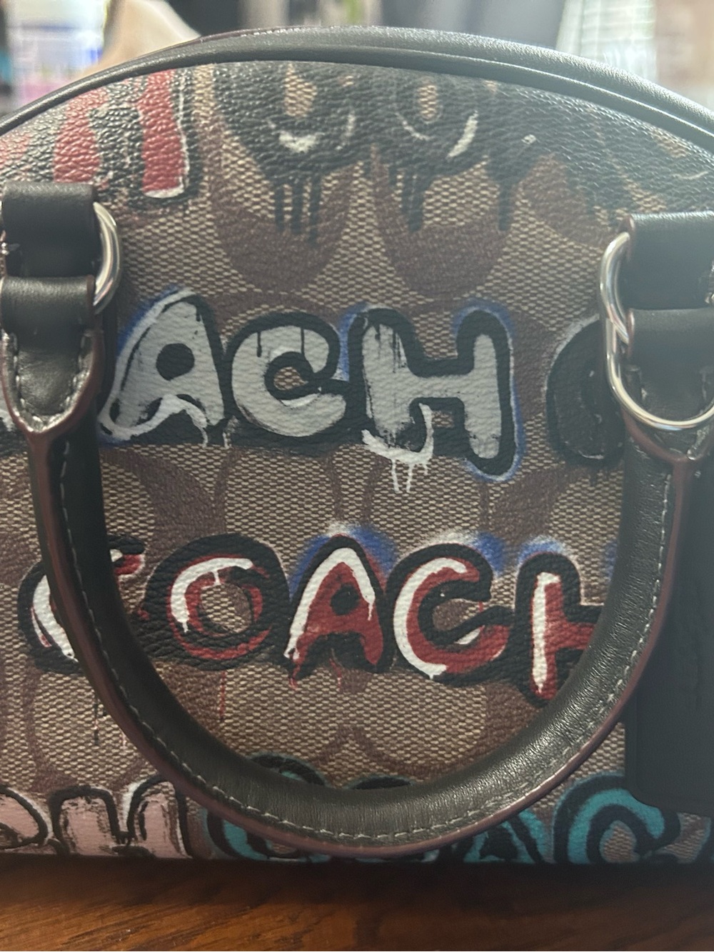 Coach Multicolor Graffiti Dome Satchel with Black Trim - Picture 5 of 5